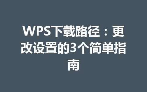 WPS下载路径：更改设置的3个简单指南 一
