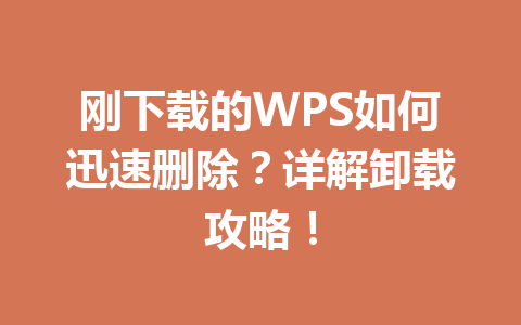 刚下载的WPS如何迅速删除？详解卸载攻略！ 一
