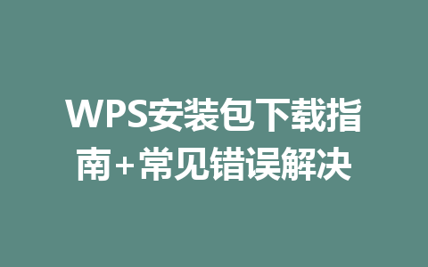 WPS安装包下载指南+常见错误解决 一