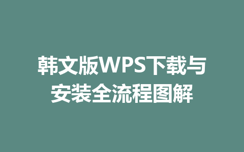 韩文版WPS下载与安装全流程图解 一