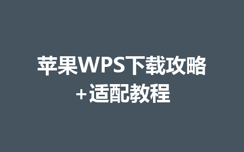 苹果WPS下载攻略+适配教程 一