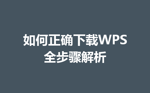 如何正确下载WPS全步骤解析 一